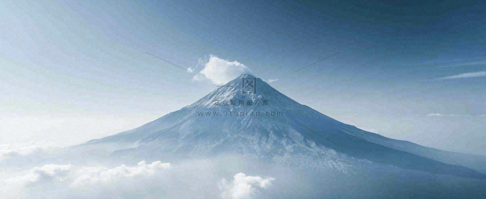 雪山山脉云层云端意境冰山，自然风景冬天蓝天白云摄影图