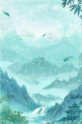 春天中国风古风山水水墨画雨天雨水谷雨清明插画背景 春天中国风古风山水水墨画雨天雨水谷雨清明插画背景