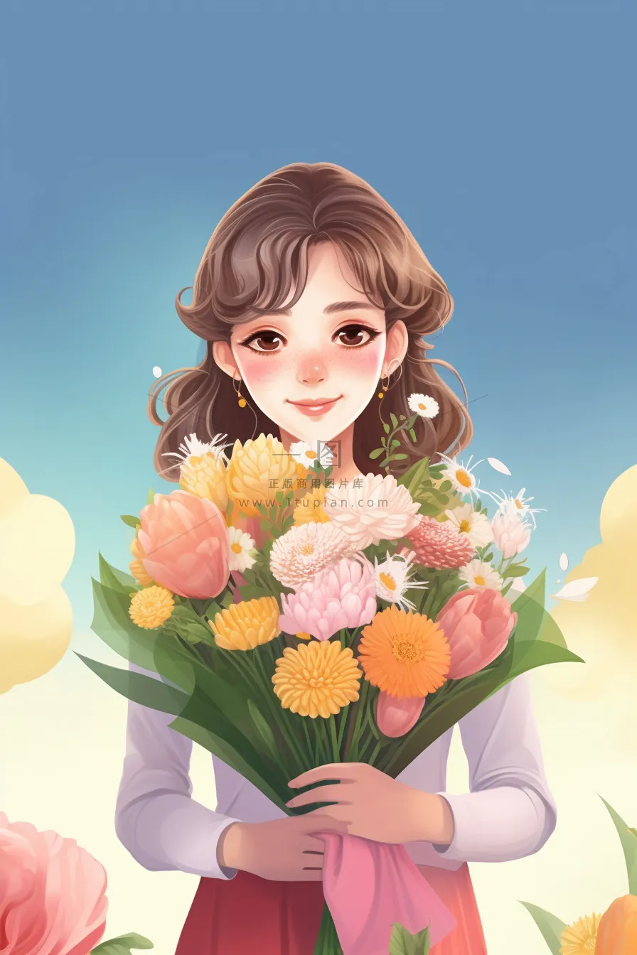 教师花束线条绘画背景