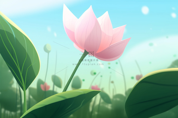 粉蓝色清爽夏日大气花朵扁平背景 粉蓝色清爽夏日大气花朵扁平背景