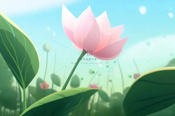 粉蓝色清爽夏日大气花朵扁平背景 粉蓝色清爽夏日大气花朵扁平背景