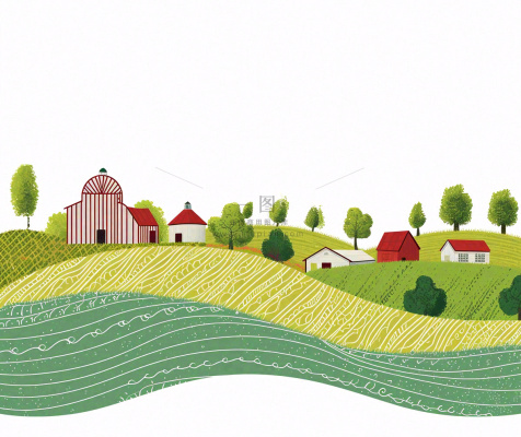 春天卡通蜡笔线性风格