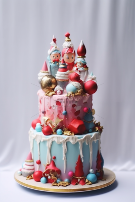 儿童生日蛋糕装饰梦幻卡通甜点摄影图