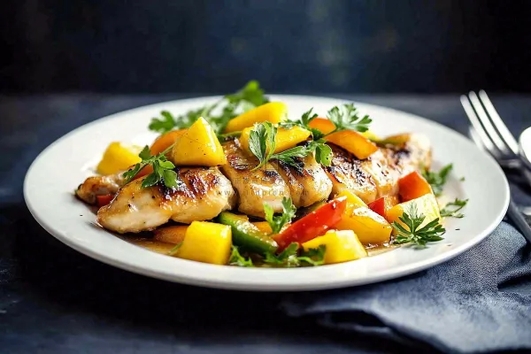 香煎鸡肉米饭香料美食摄影图