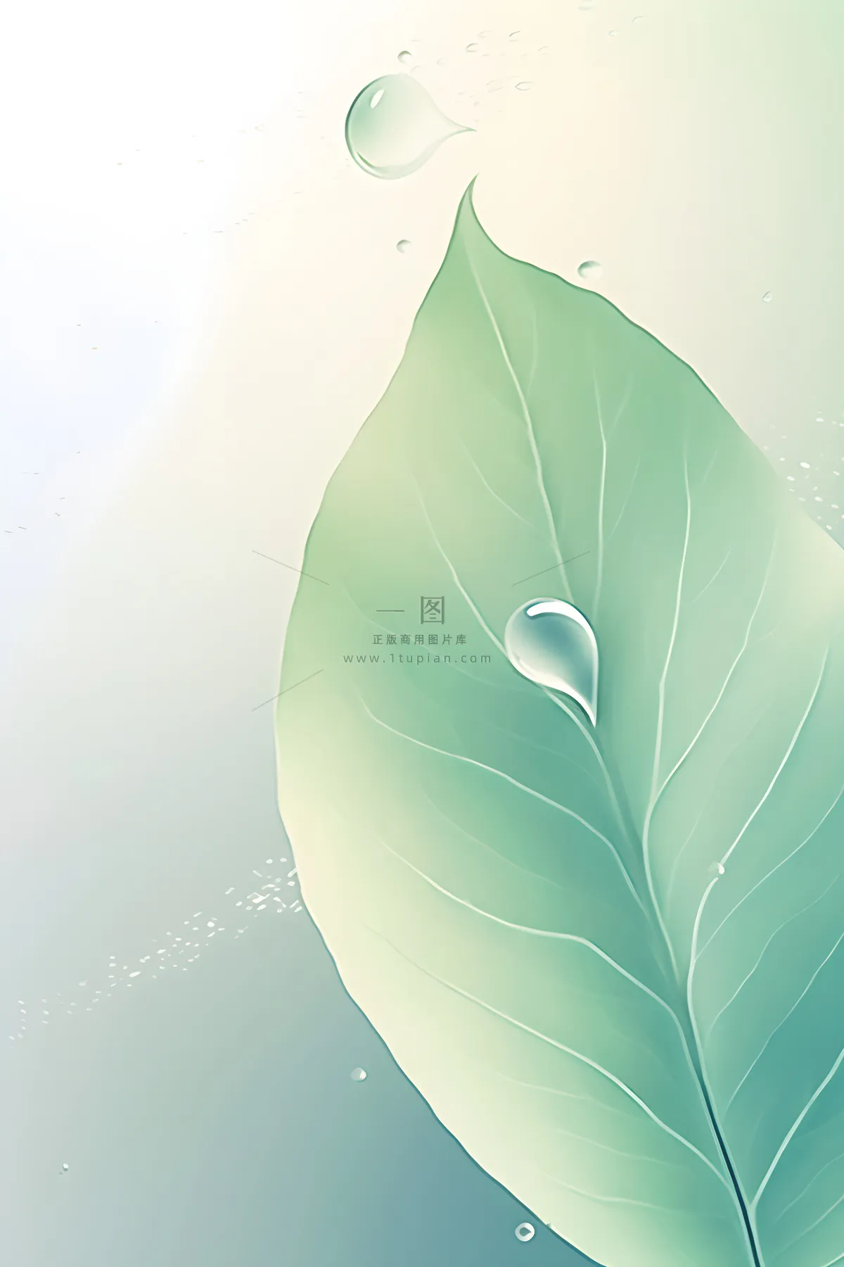 简约清新渐变黄绿色树叶纹理背景
