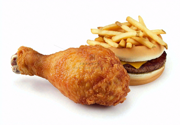 薯条汉堡炸鸡腿美食摄影图
