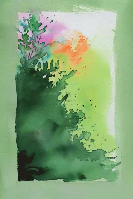 清新绿色纸张泼墨水墨纹理 清新绿色纸张泼墨水墨纹理