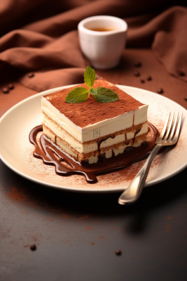 提拉米苏蛋糕可可粉蛋糕下午茶美食甜点摄影图