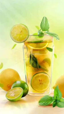 夏天冰饮柠檬茶清凉小暑大暑插画背景