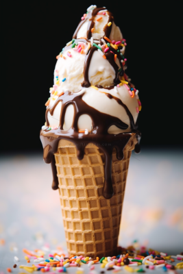 巧克力冰淇淋蛋筒清凉摄影图 巧克力冰淇淋蛋筒清凉摄影图