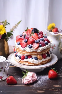 小蛋糕水果蛋糕下午茶美食甜点摄影图