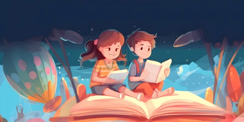 儿童放假写作业天空热气球卡通背景