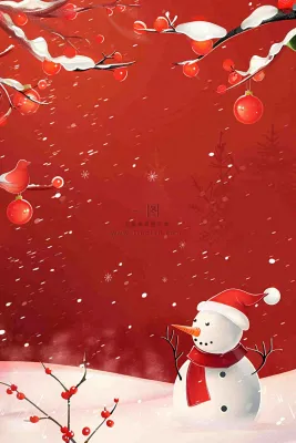 红色宫墙背景白色雪人梅花冬至新年春节小年喜庆卡通插画背景 红色宫墙背景白色雪人梅花冬至新年春节小年喜庆卡通插画背景