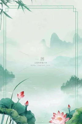 夏天荷花荷叶清凉小清新淡雅立夏夏至暑插画背景