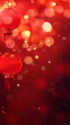 新春佳节红灯笼高挂灯火通明红色喜庆庆祝小年除夕夜元宵摄影图