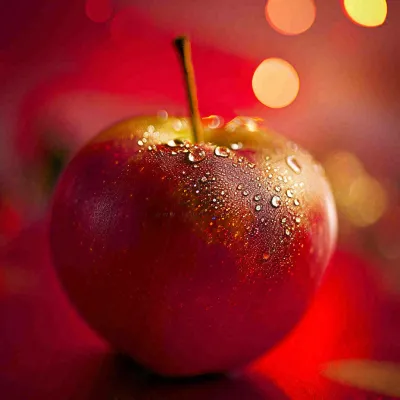 红苹果新鲜特写水珠，圣诞平安夜，水果美食，温馨摄影图