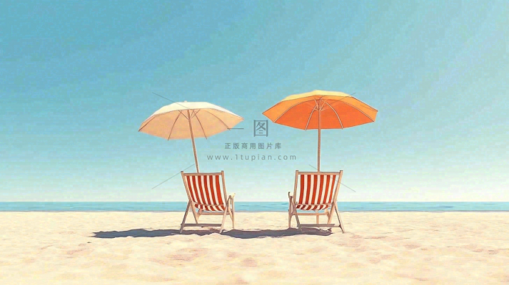 夏日海边沙滩阳光摄影图