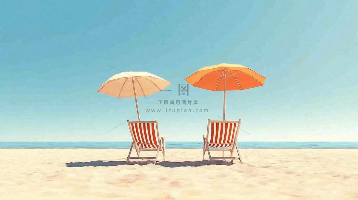 夏日海边沙滩阳光摄影图