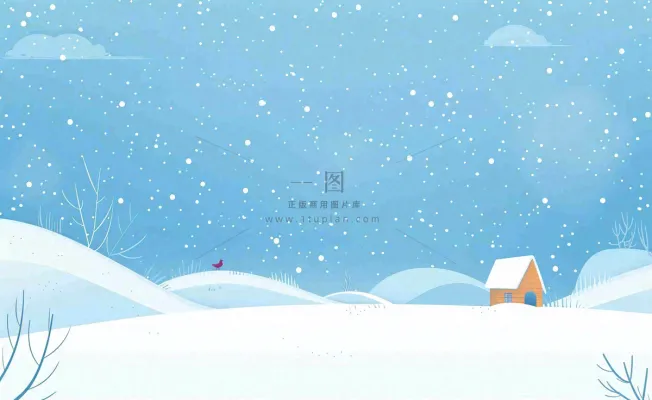 冬天白雪覆盖寒冷唯美雪景小寒插画背景 冬天白雪覆盖寒冷唯美雪景小寒插画背景