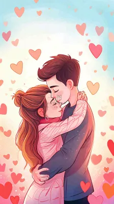 简约渐变浪漫爱心情侣情人节温馨爱情