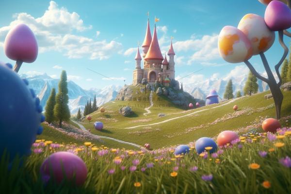 童话城堡草地糖果卡通背景 童话城堡草地糖果卡通背景