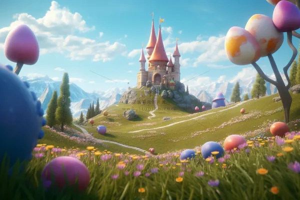 童话城堡草地糖果卡通背景 童话城堡草地糖果卡通背景