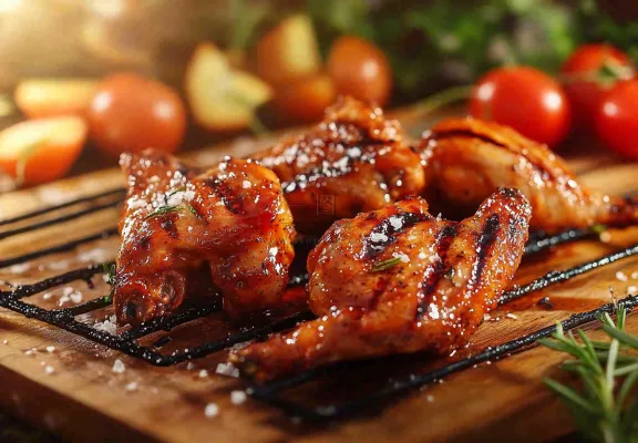 烤鸡鸡翅鸡腿美味美食摄影图