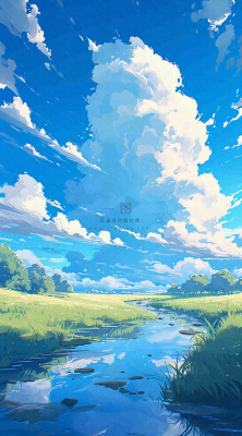 春天河边青草池塘蓝天白云,立春 春天河边青草池塘蓝天白云,立春