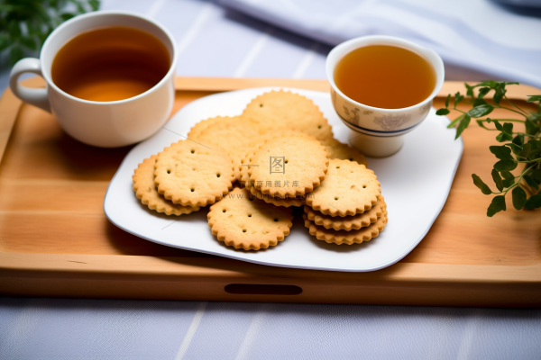 营养早餐日式小圆饼喝茶摄影图