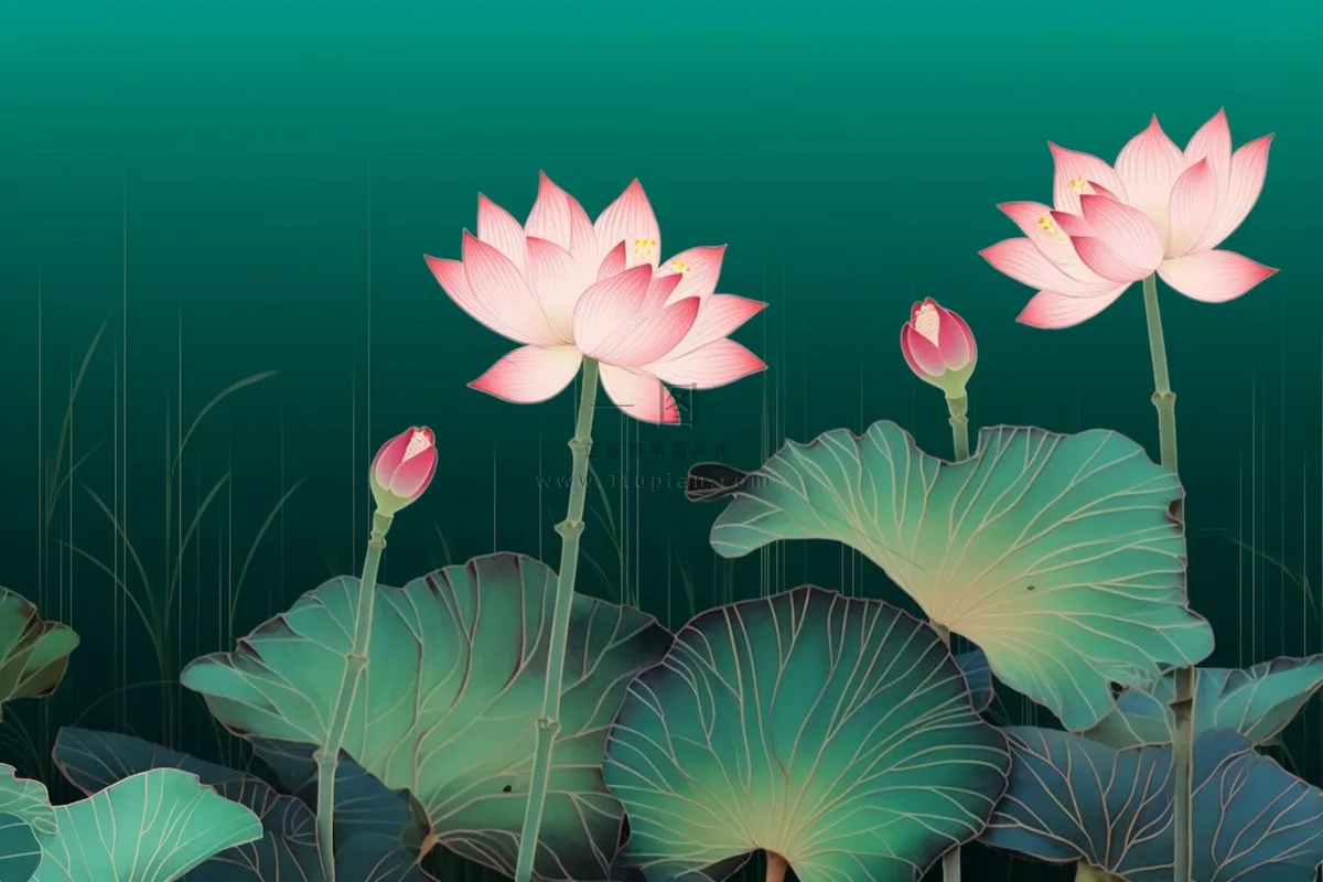 绿色简约清新莲花节气背景