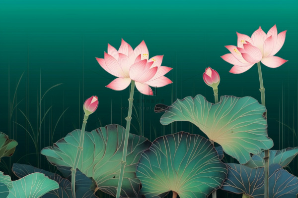 绿色简约清新莲花节气背景 绿色简约清新莲花节气背景