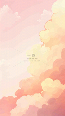 粉黄色渐变温暖云层白云可爱插画手绘