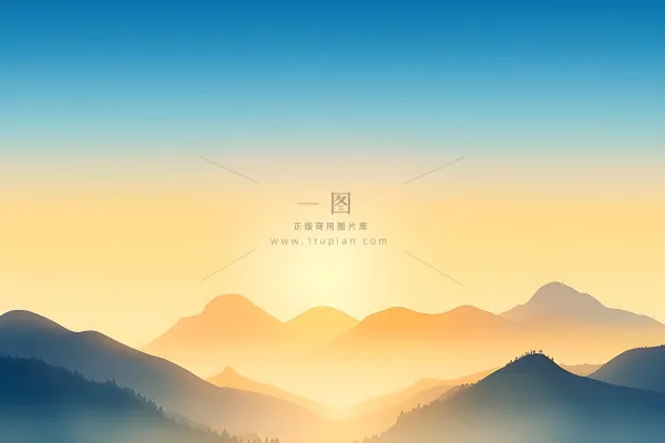 山脉蓝天渐变大气背景