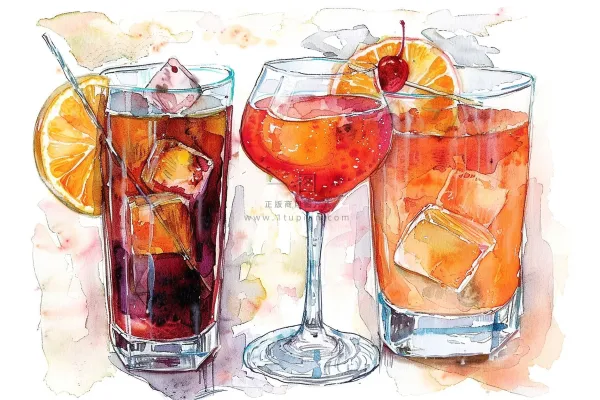 夏日冰饮可乐汽水柠檬饮料插画插图