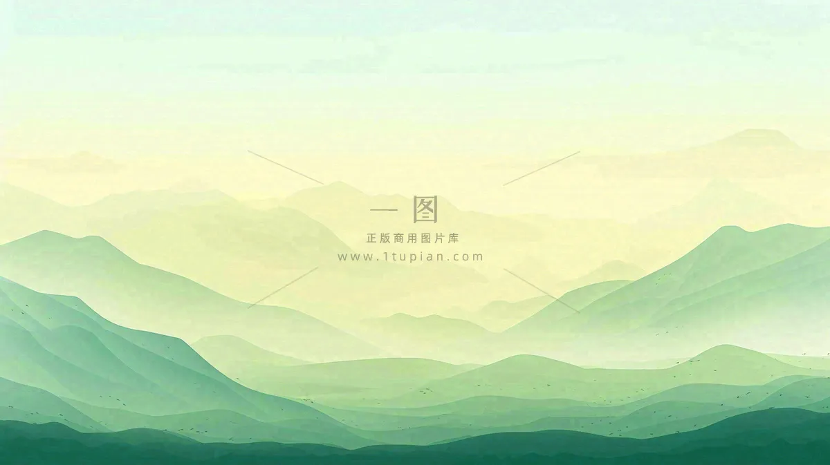绿色延绵山脉意境国风