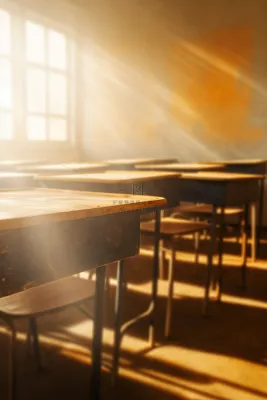 教室课桌光点摄影图