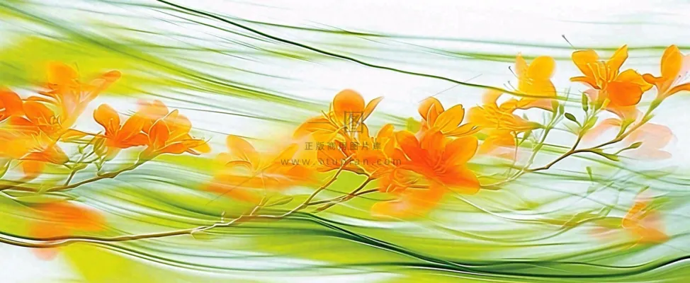 橙色鲜花意境流水渐变朦胧背景