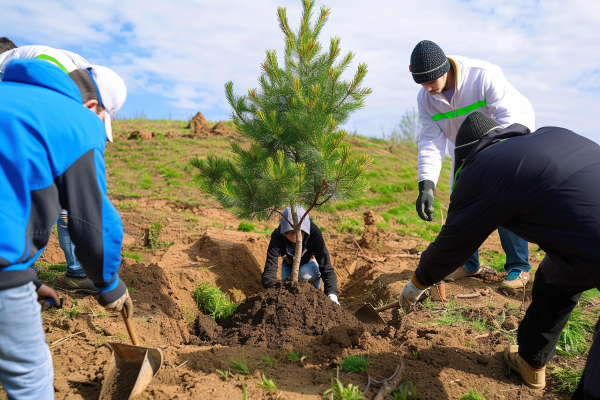 植树树苗保护环境摄影图