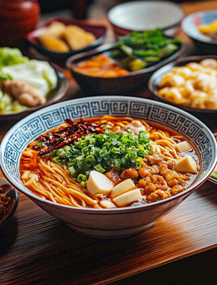 红烧面香辣小面美食摄影图