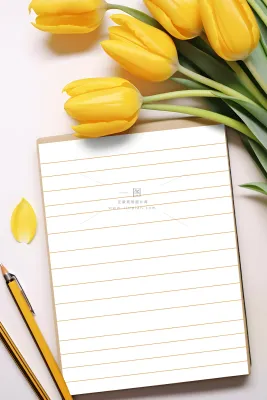 康乃馨黄色纸张笔唯美背景 康乃馨黄色纸张笔唯美背景