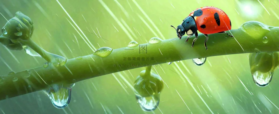 春天雨水叶子绿叶上的七星瓢虫,虫类,谷雨春分摄影图 春天雨水叶子绿叶上的七星瓢虫,虫类,谷雨春分摄影图