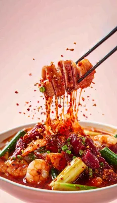 凉拌钵钵鸡水煮美食摄影图