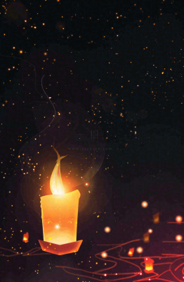夜晚点灯孔明灯祈福中元节寒衣节插画背景 夜晚点灯孔明灯祈福中元节寒衣节插画背景