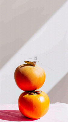 水果柿子苹果番茄芒果光影摄影，简约白色