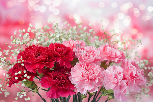 康乃馨鲜花花束摄影图
