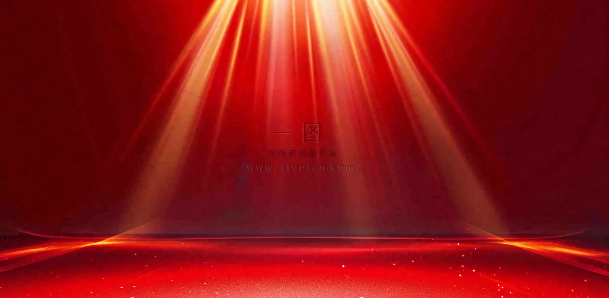 红色展台舞台金光线性节日庆祝喜庆背景国庆春节建军