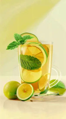 夏天冰饮柠檬茶清凉小暑大暑插画背景