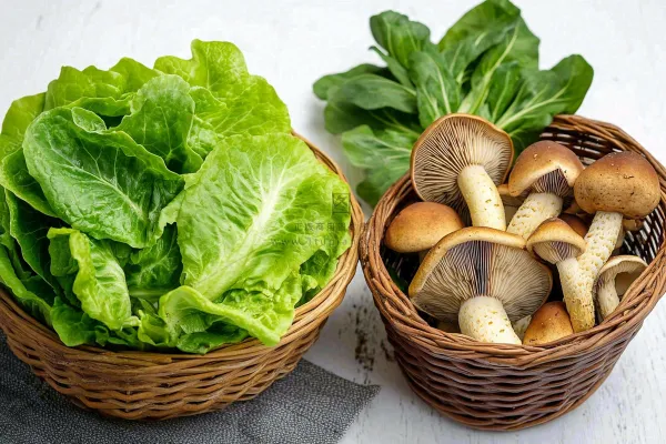 白菜蘑菇蔬菜食物摄影图