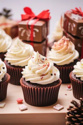 巧克力纸杯蛋糕奶油节日甜点摄影图 巧克力纸杯蛋糕奶油节日甜点摄影图