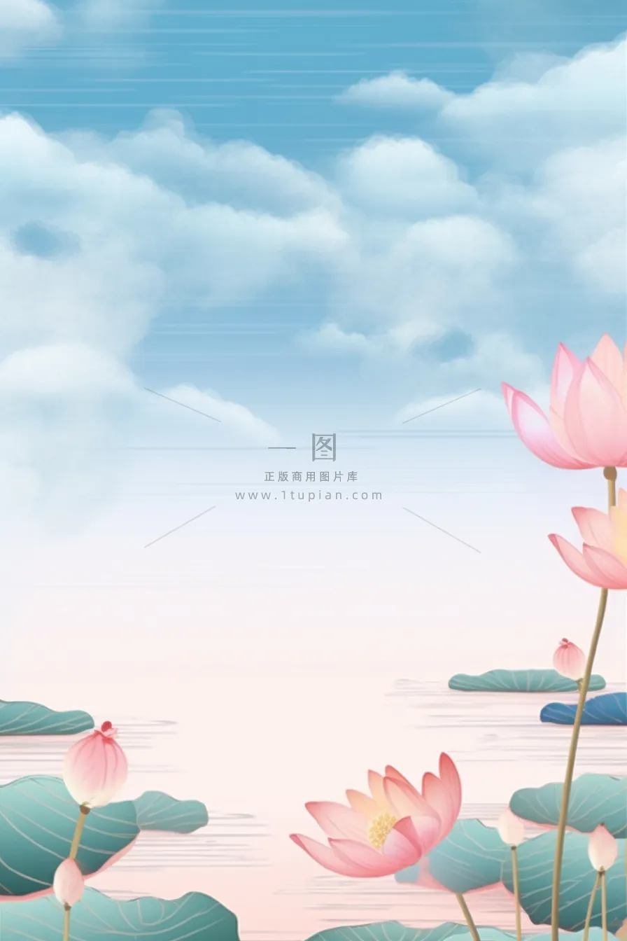 水墨山水风景国风荷花背景